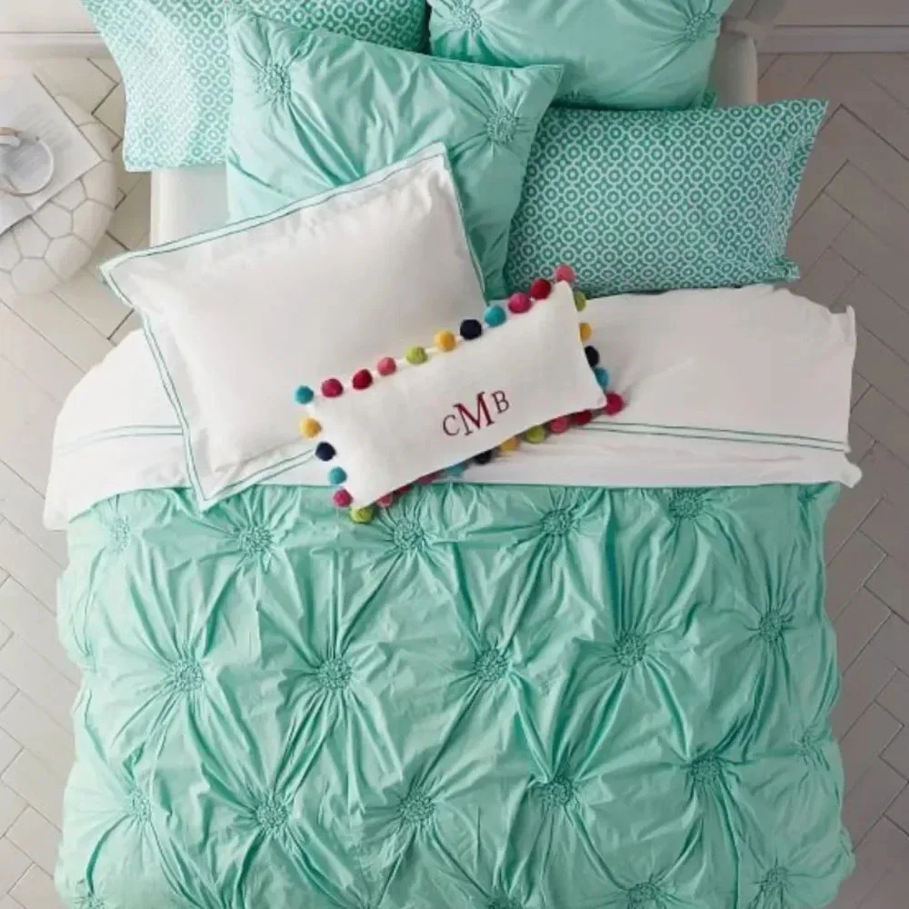 Pottery Barn Dorm Ruched Rosette Duvet Cover - Picture 2 of 7